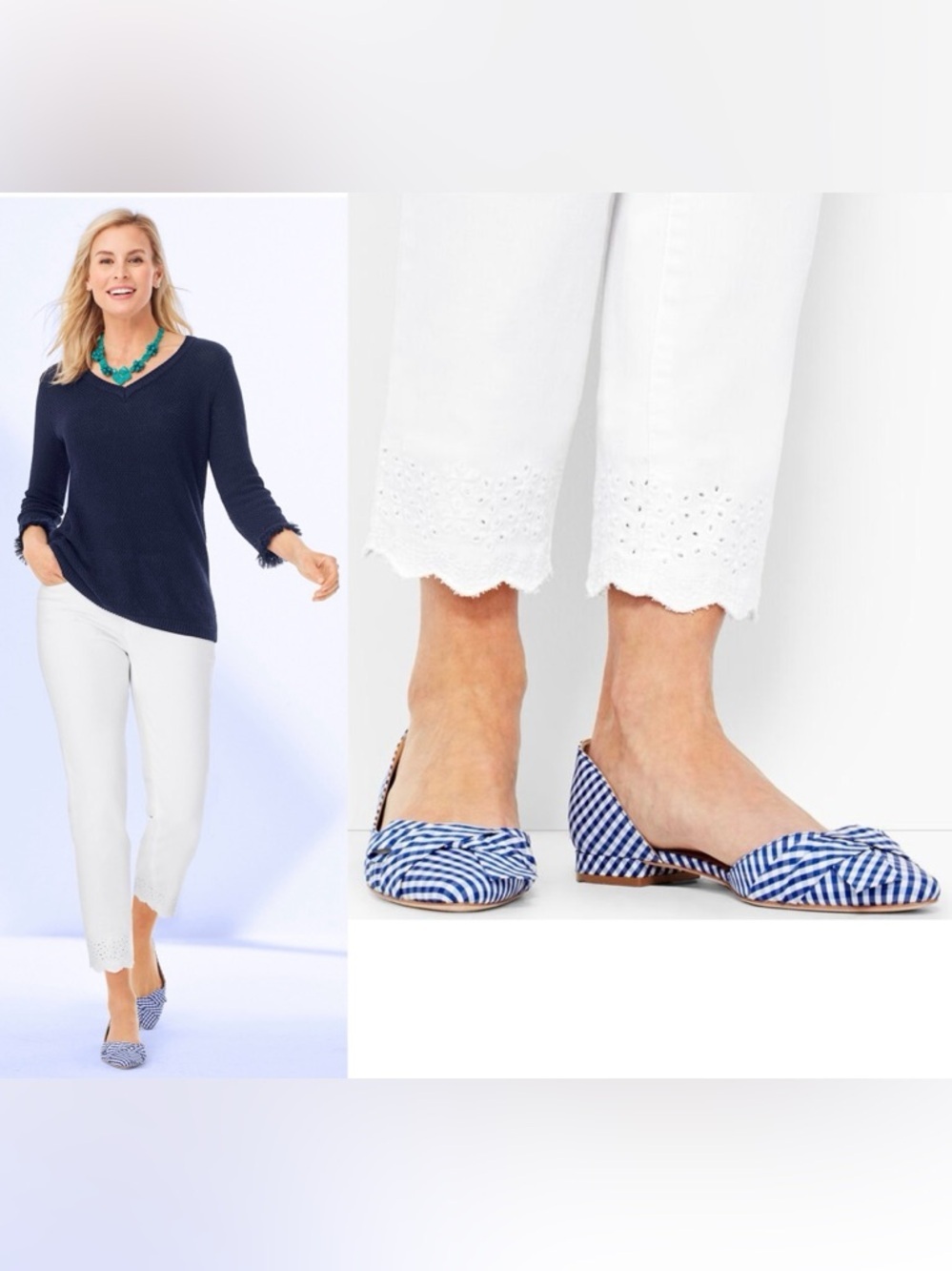 TALBOTS FLAWLESS SCALLOP-HEM DENIM SLIM ANKLE - WHITE Sz. 16W